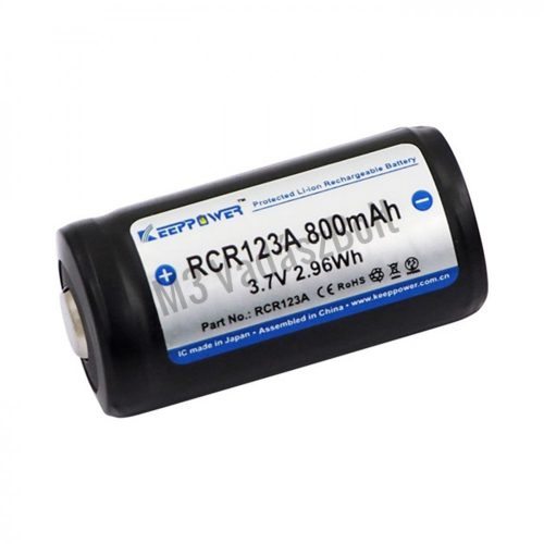 KeepPower RCR123 3,7V 800 mAh Li-ion védett akkumulátor